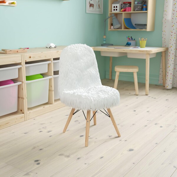Flash Furniture Kids Shaggy Dog White Accent Chair DL-DA2018-1-W-GG - main